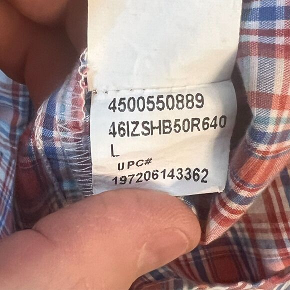 IZOD Men’s Dress Shirt LG Multi color checked Blue, White, Red, Plaid Dress Work - Picture 4 of 8